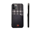 Black Check Leather Case With Pocket