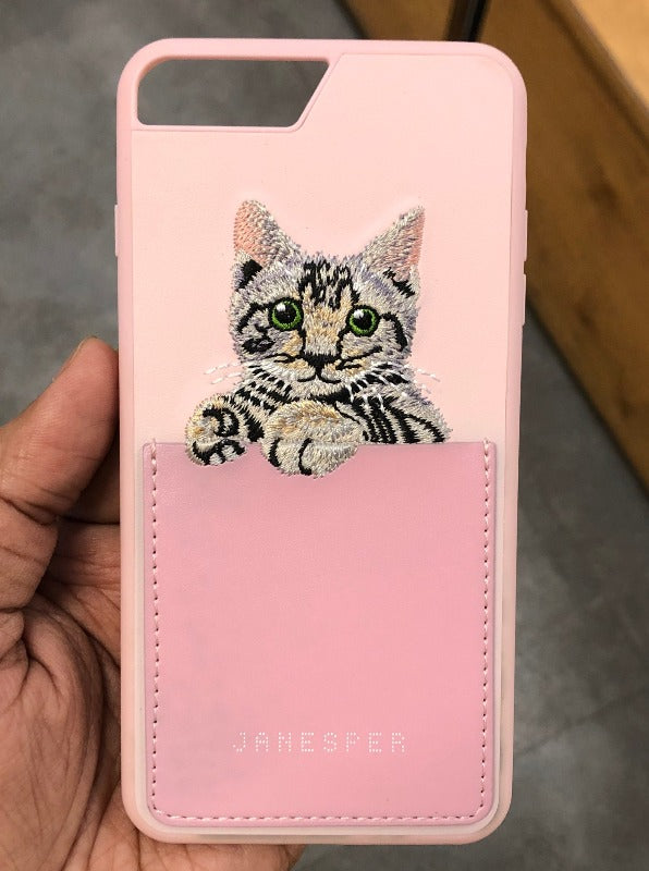 Cat PU Leather Case Pink