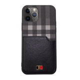 Black Check Leather Case With Pocket