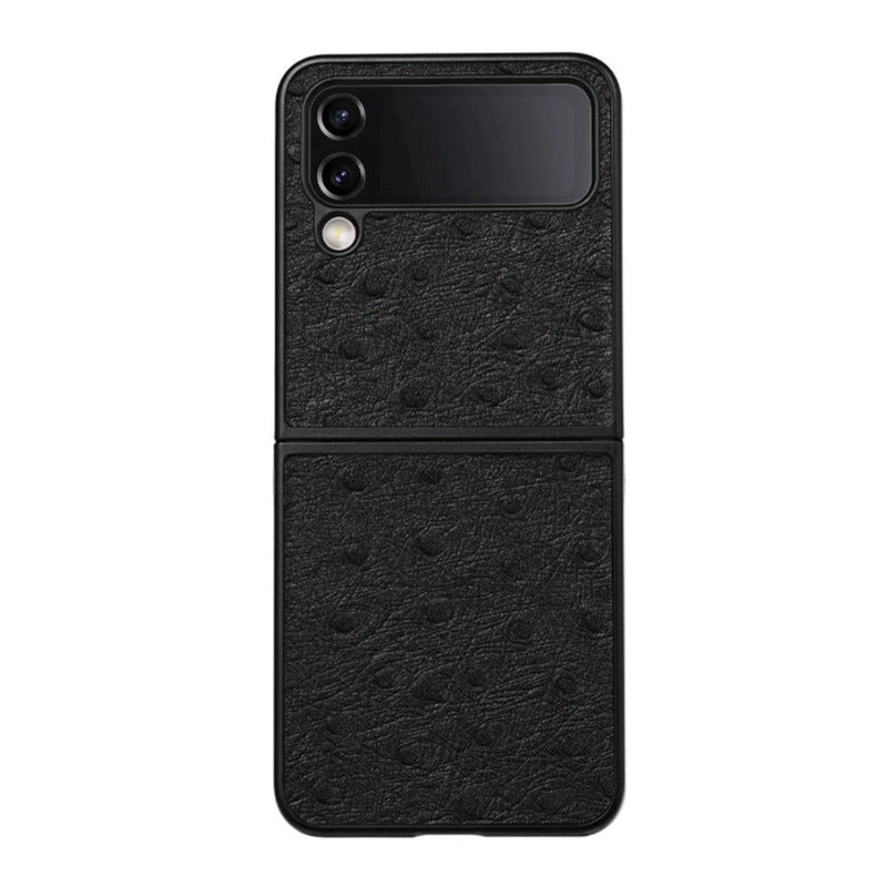 OSTRICH PATTERN EMBOSSED REAL LEATHER CASE FOR Samsung Flip 4